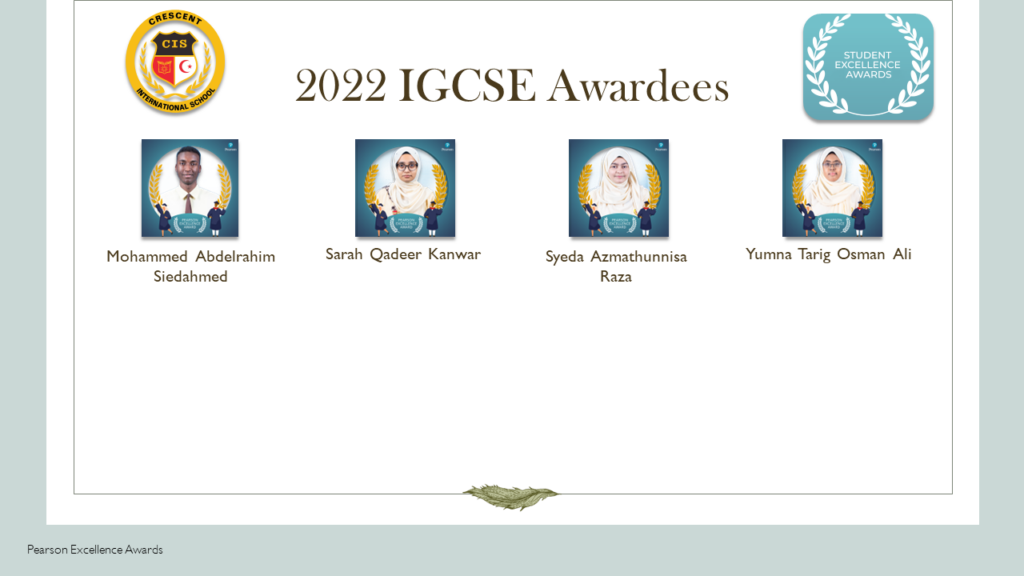 CIS 2022 IGCSE Excellence Awardees